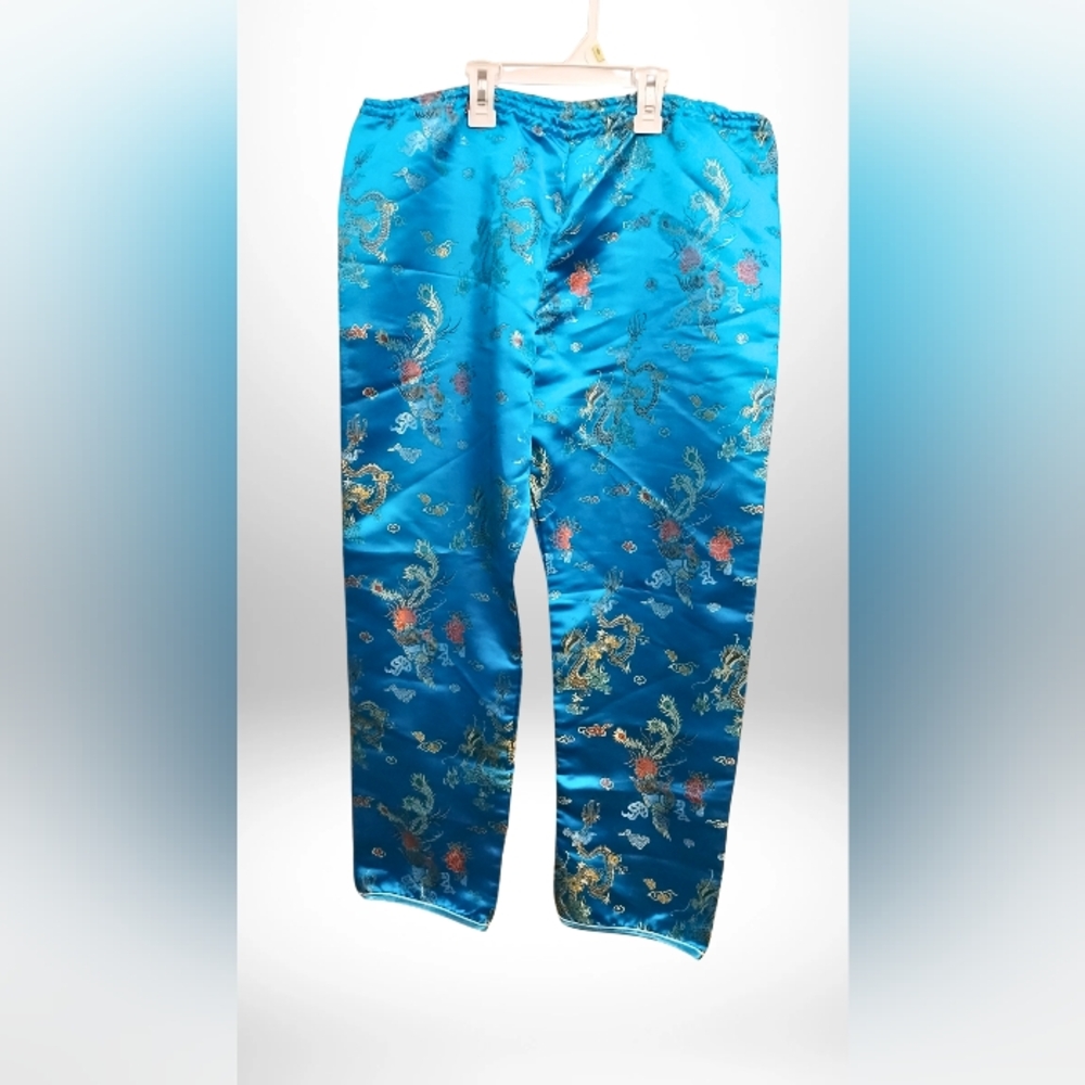 Embroidered Silk Wide Leg Pants